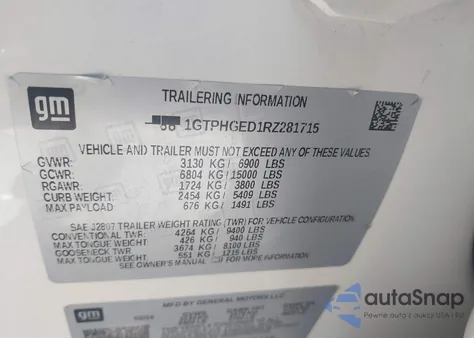 2024 GMC Sierra 1500 2Wd Short Box Denali z USA, uszkodzony, nr VIN 1GTPHGED1RZ281715